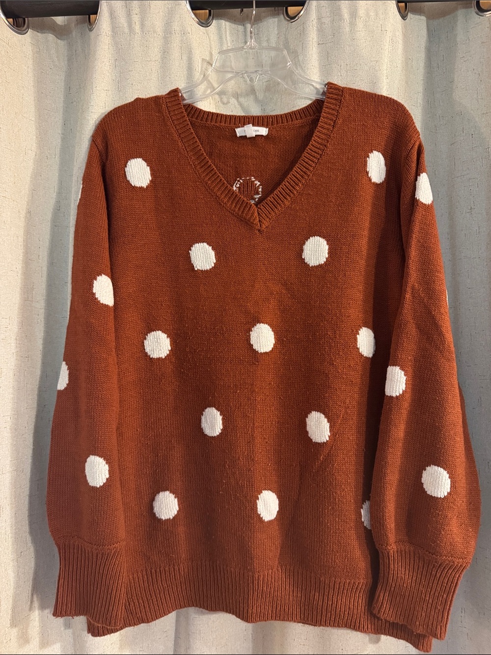 maurices Polka Dot Sweater in Brown & White Size XL